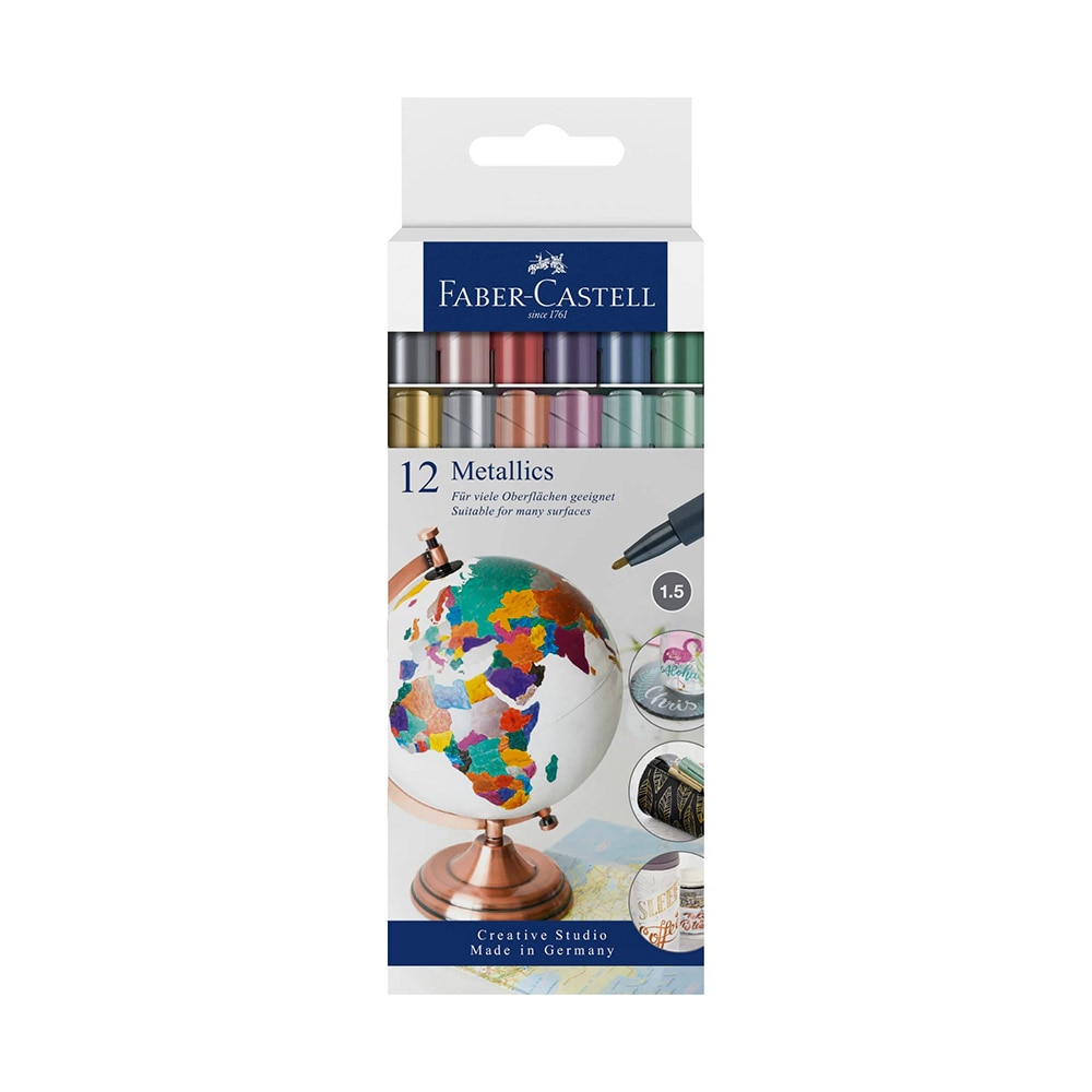 Faber-Castell, Marker Set, Art & School, Metallic, 12 count, 626802
